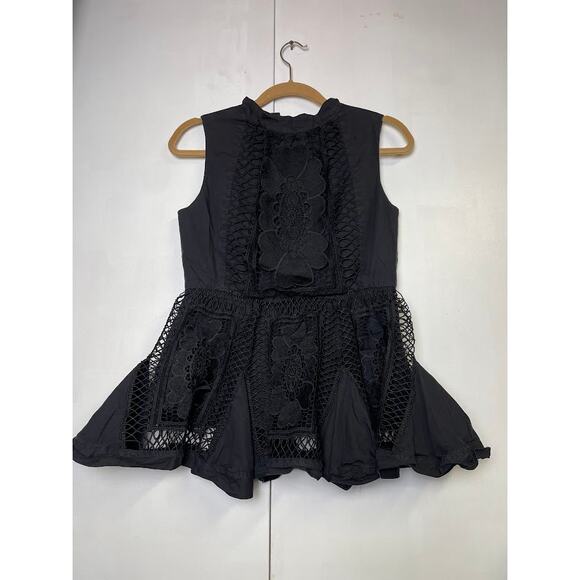 Gracia Top Lace Peplum Embroidered Blouse Womens Medium Romantic Floral Crochet - Picture 2 of 14